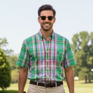 NWOT Polo Ralph Lauren M Old Money Country Club Preppy Madras Plaid Oxford Shirt